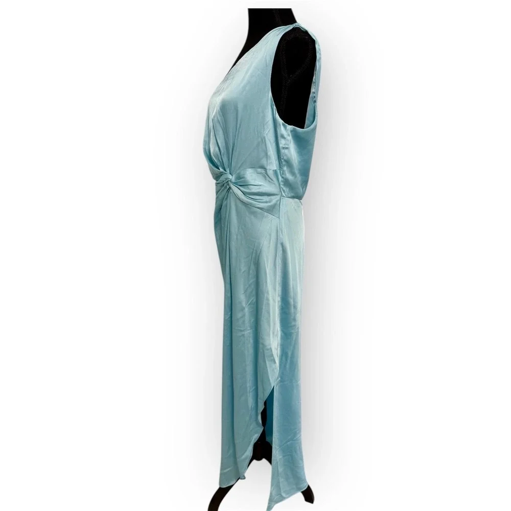Abercrombie & Fitch One Shoulder Maxi Dress Women LT‎ Light Blue NEW Satin Twist